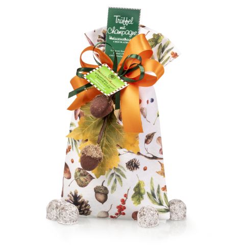 Stoff-Säckchen mit Herbstdekoration 115g Trüffel mit Champagne