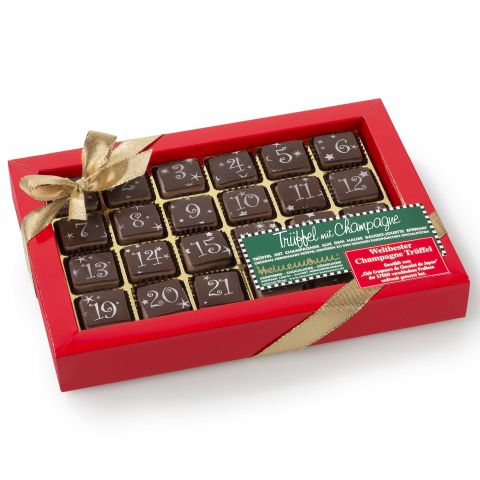 Adventkalender mit Trüffel mit Champagne Pralinen