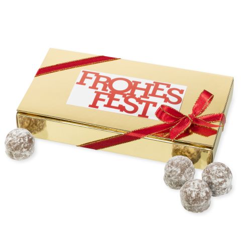 Goldschachtel "Frohes Fest" 115g Trüffel mit Champagne