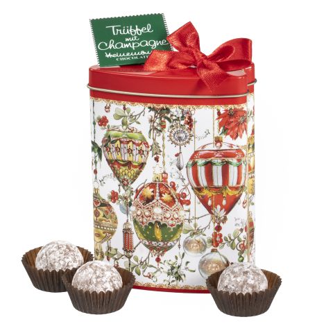 Weihnachtliche Schmuckdose 150g Trüffel mit Champagne